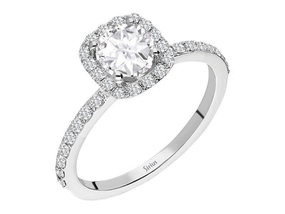 Diamond and White Topaz Solitaire Ring in 14K White Gold