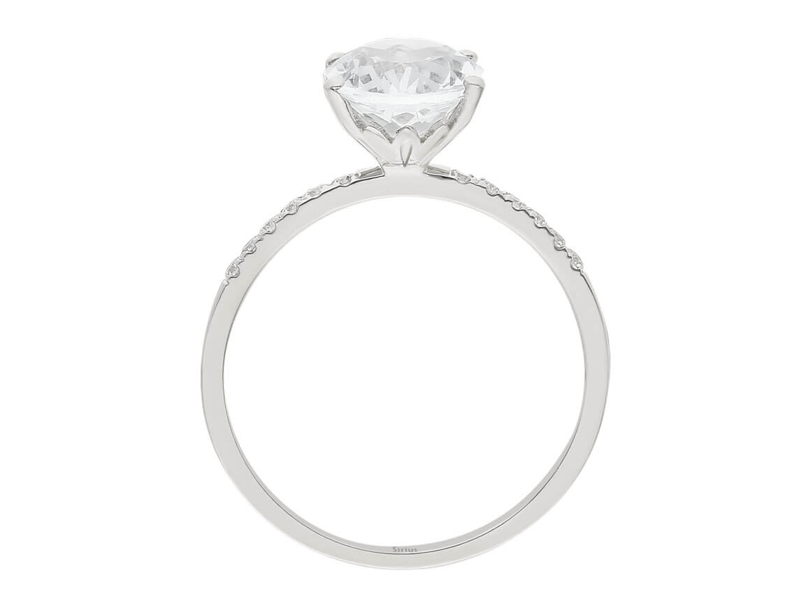 Diamond and white topaz ring in 14 K white gold