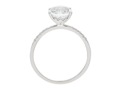 Diamond and white topaz ring in 14 K white gold
