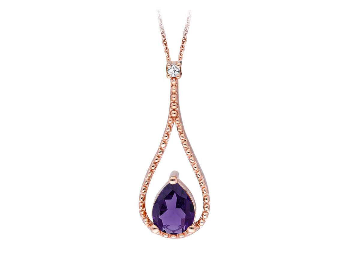 Diamant und Tropfen Amethyst Collier - handgefertigter Diamantschmuck aus Feingold | Sirius Diamant