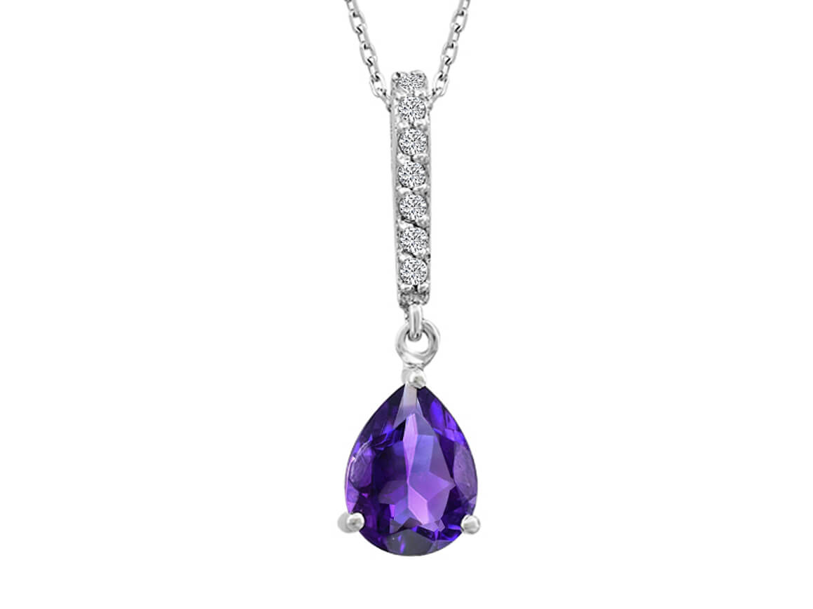 Diamant und Tropfen Amethyst Collier - handgefertigter Diamantschmuck aus Feingold | Sirius Diamant
