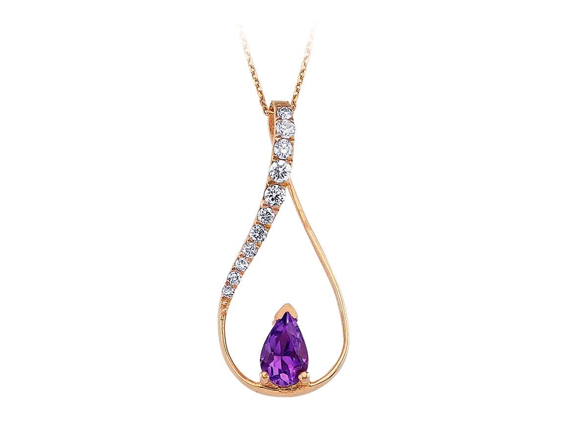 Diamond and drop amethyst necklace