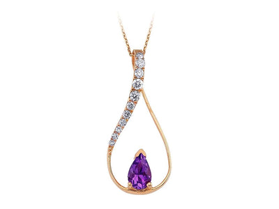 Diamond and drop amethyst necklace