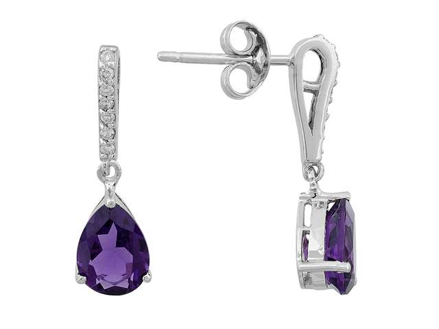 Diamant und Amethyst Ohrhänger - handgefertigter Diamantschmuck aus Feingold | Sirius Diamant