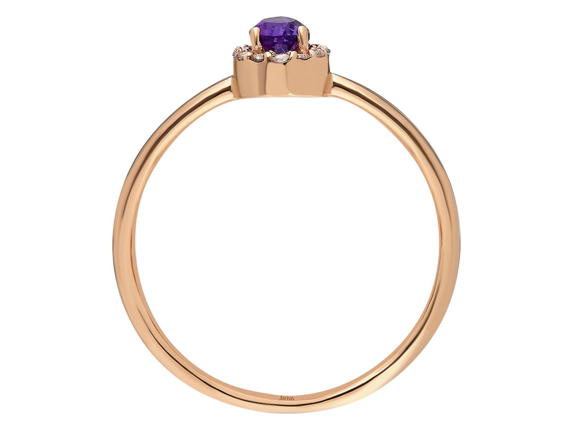 Diamant und Tropfen Schliff Amethyst Ring - handgefertigter Diamantschmuck aus Feingold | Sirius Diamant