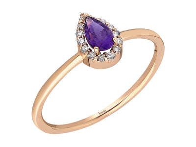 Diamond and Pear Cut Amethyst Ring