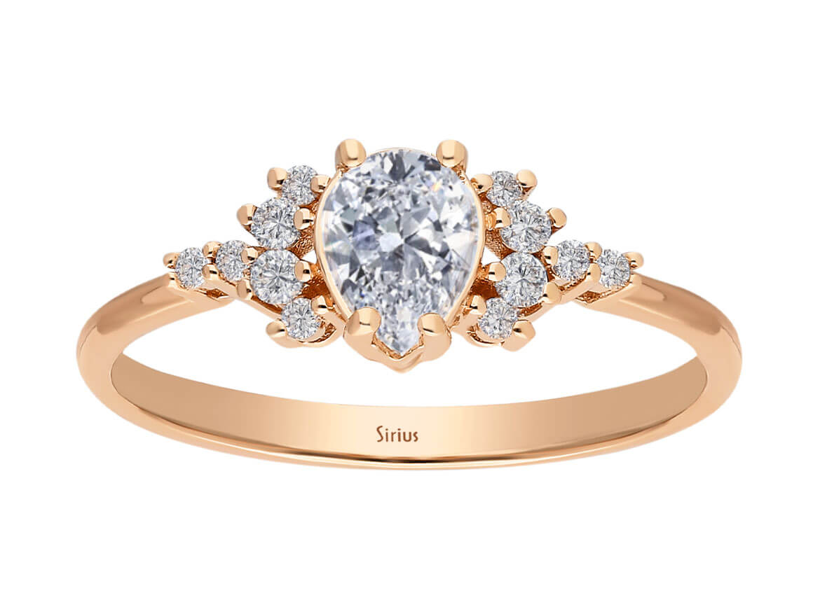 Diamond and Drop White Sapphire Lacrima Ring