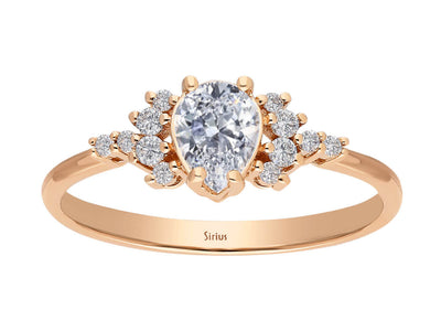 Diamond and Drop White Sapphire Lacrima Ring