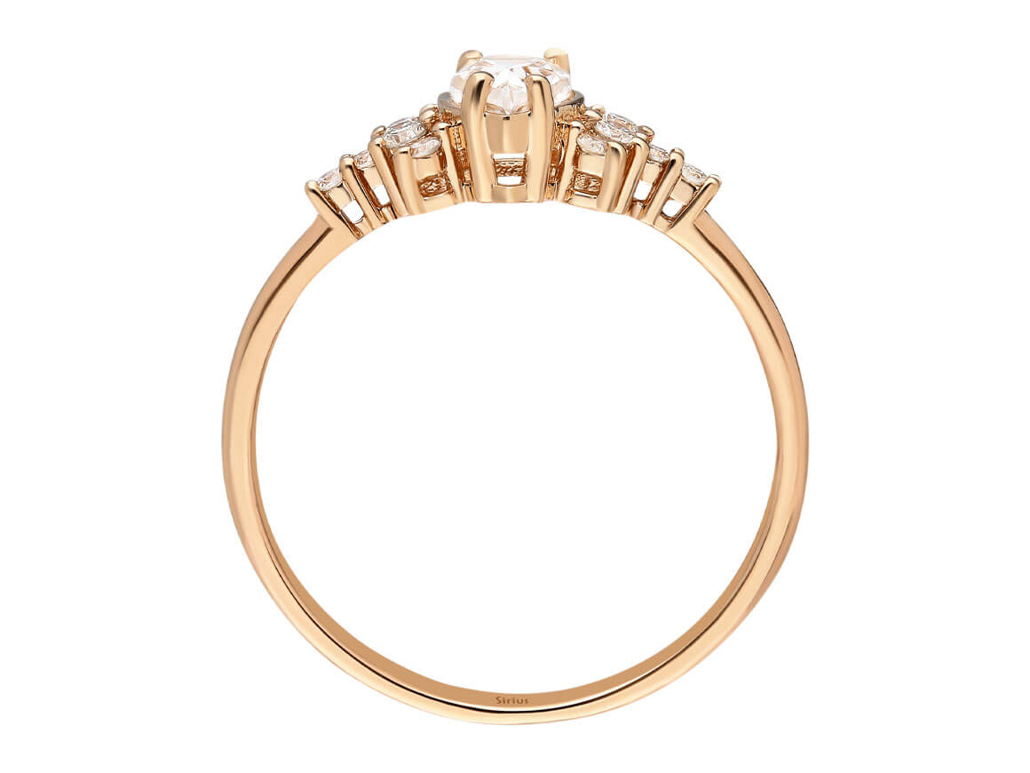 Diamant und Tropfen Weißer Saphir Lacrima Ring - handgefertigter Diamantschmuck aus Feingold | Sirius Diamant
