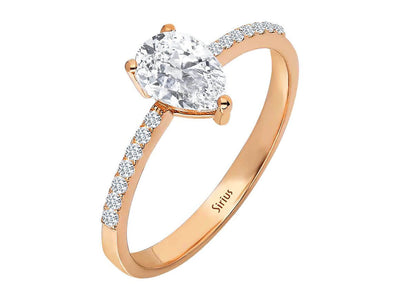 Diamond and Drop White Topaz Ladies Ring