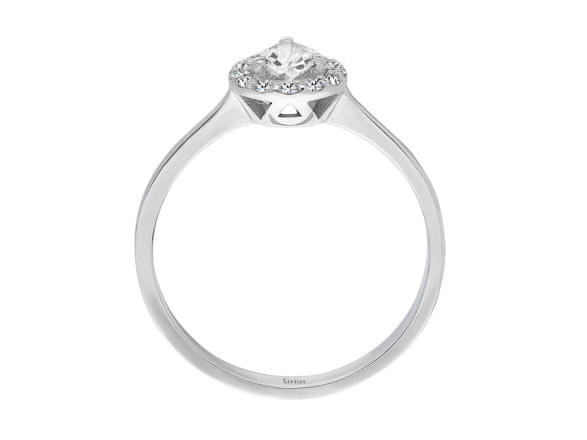 Diamant und Tropfen Schliff Weißer Topas Solitär Ring - handgefertigter Diamantschmuck aus Feingold | Sirius Diamant