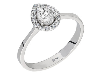 Diamond and Pear Cut White Topaz Solitaire Ring