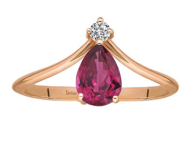 Diamond and drop cut pink tourmaline ring in 333 8 carat red gold