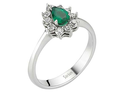 Diamond and Pear Emerald Anturaj Ring