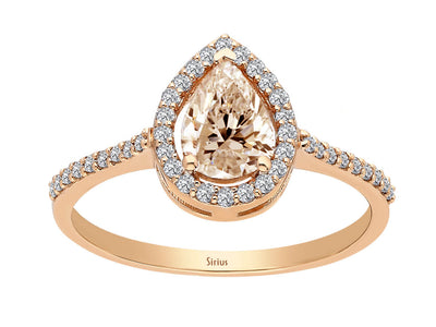 Diamond and Pear Morganite Ring
