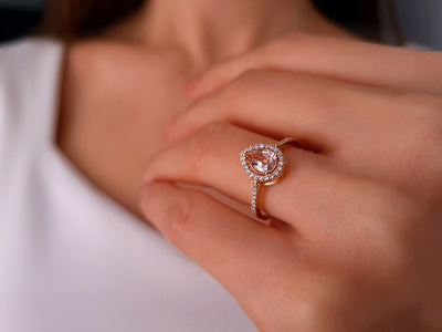 Diamond and Pear Morganite Ring