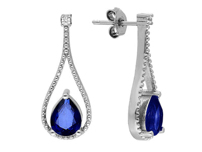 Diamond and teardrop sapphire earrings