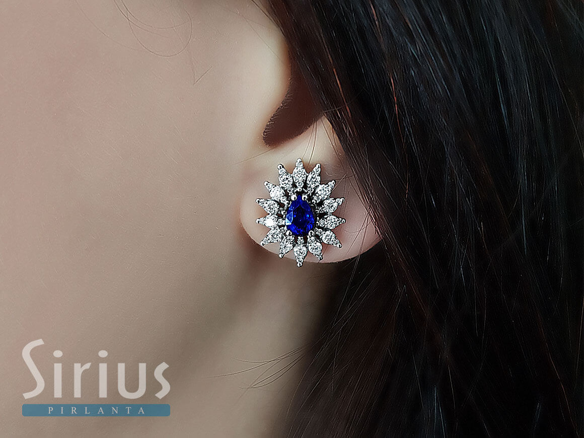 Diamant- und Tropfen-Saphir-Anturaj-Ohrringe - handgefertigter Diamantschmuck aus Feingold | Sirius Diamant
