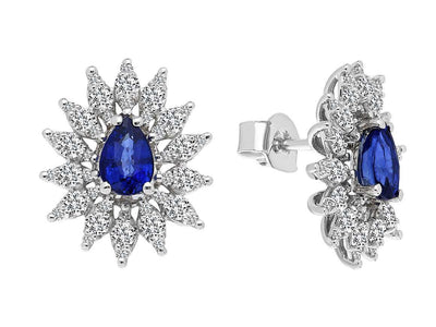 Diamond and Pear Sapphire Anturaj Earrings
