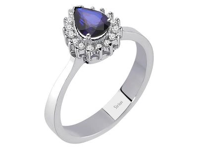 Diamond and Pear Sapphire Ring