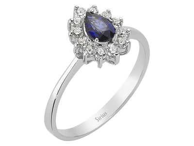 Diamond and Pear Sapphire Ring
