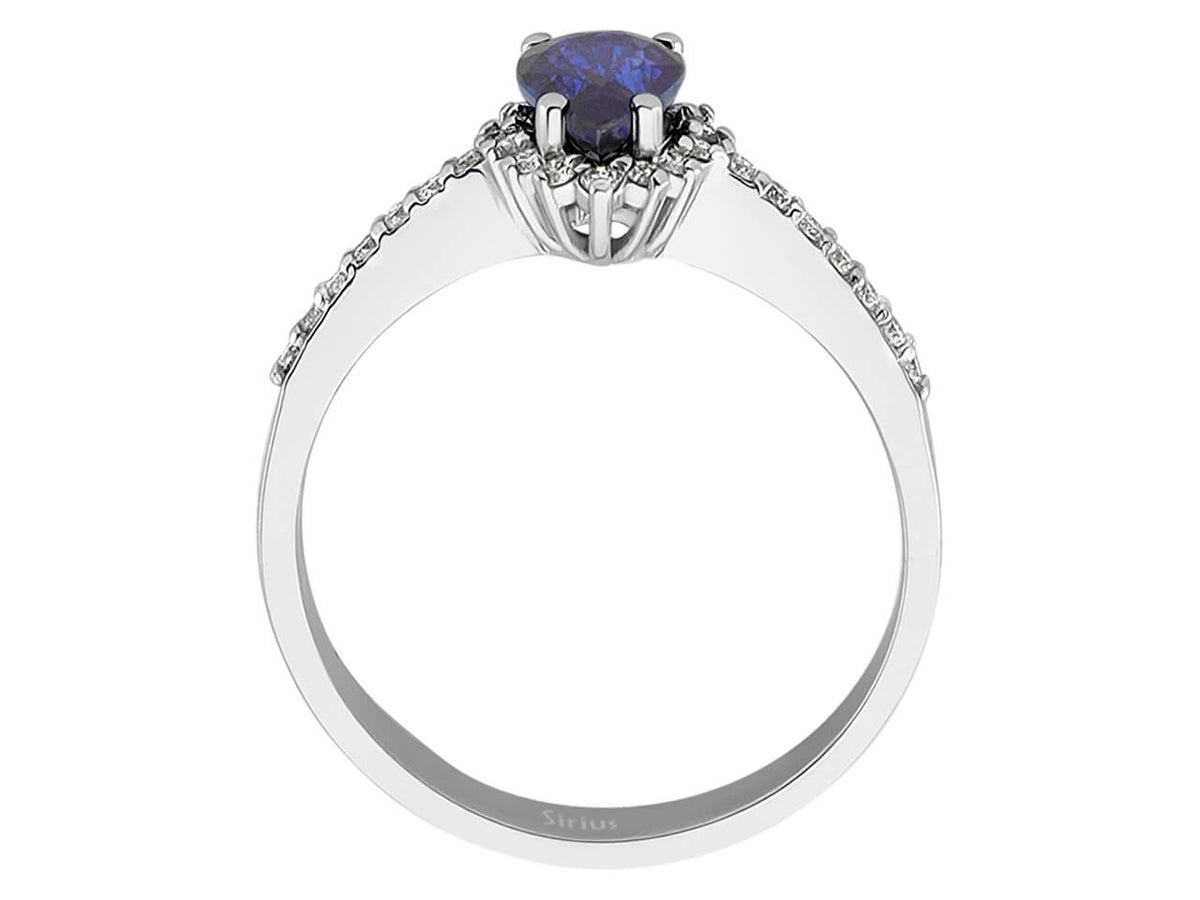 Diamant und Tropfen Saphir Ring - handgefertigter Diamantschmuck aus Feingold | Sirius Diamant