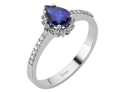 Diamond and Pear Sapphire Ring