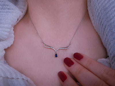 Diamond and Drop Sapphire Devil Necklace