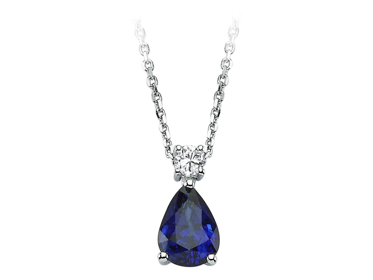 Diamant und Tropfen Saphir Collier - handgefertigter Diamantschmuck aus Feingold | Sirius Diamant