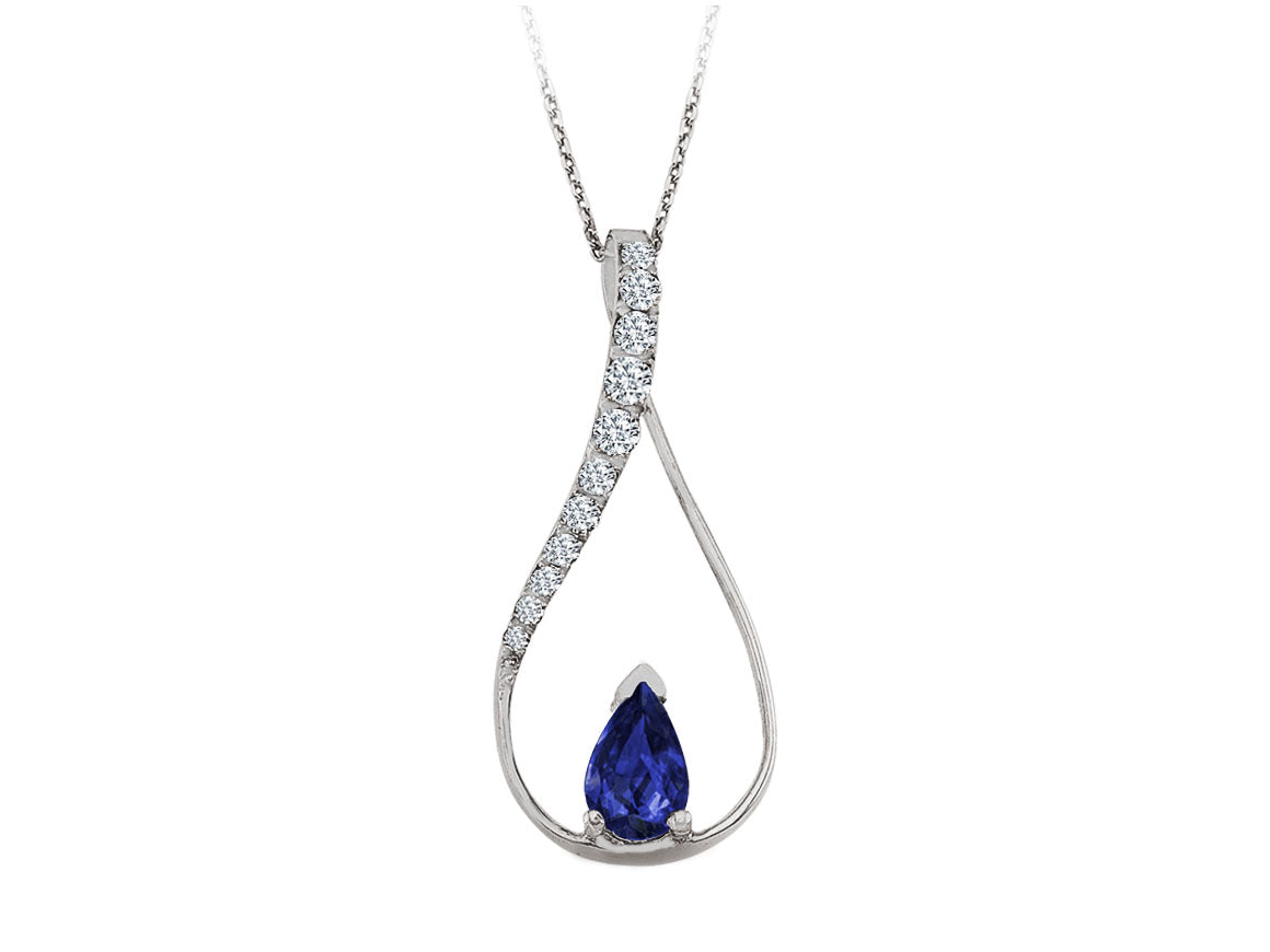 Diamond and drop sapphire necklace
