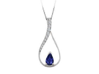 Diamond and drop sapphire necklace