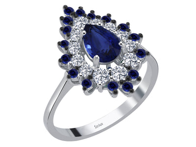 Mihrişah diamond and pear sapphire ring