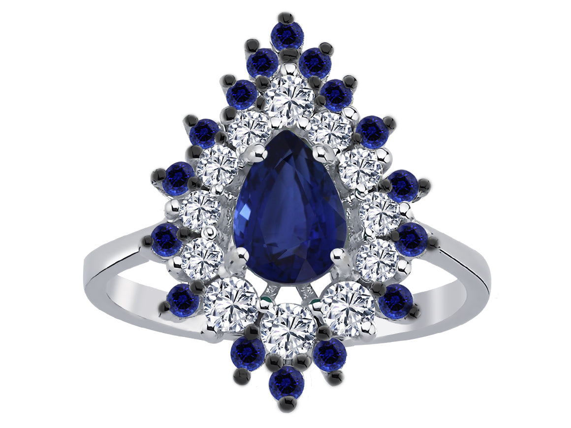 Diamant- und Tropfen Saphir Ring 14k Gold - handgefertigter Diamantschmuck aus Feingold | Sirius Diamant