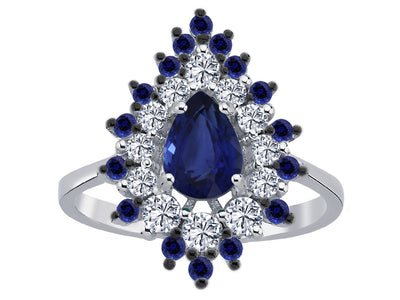 Mihrişah diamond and pear sapphire ring