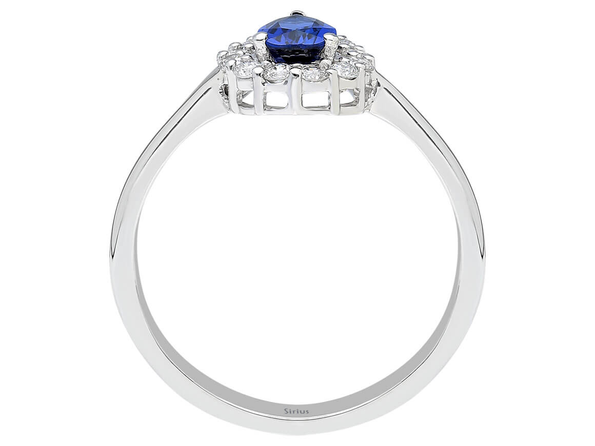 Diamant und Tropfen Saphir Ring - handgefertigter Diamantschmuck aus Feingold | Sirius Diamant