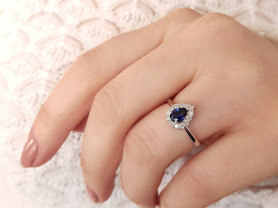 Diamond and Pear Sapphire Ring