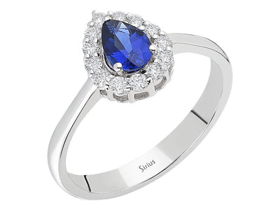 Diamond and Pear Sapphire Ring