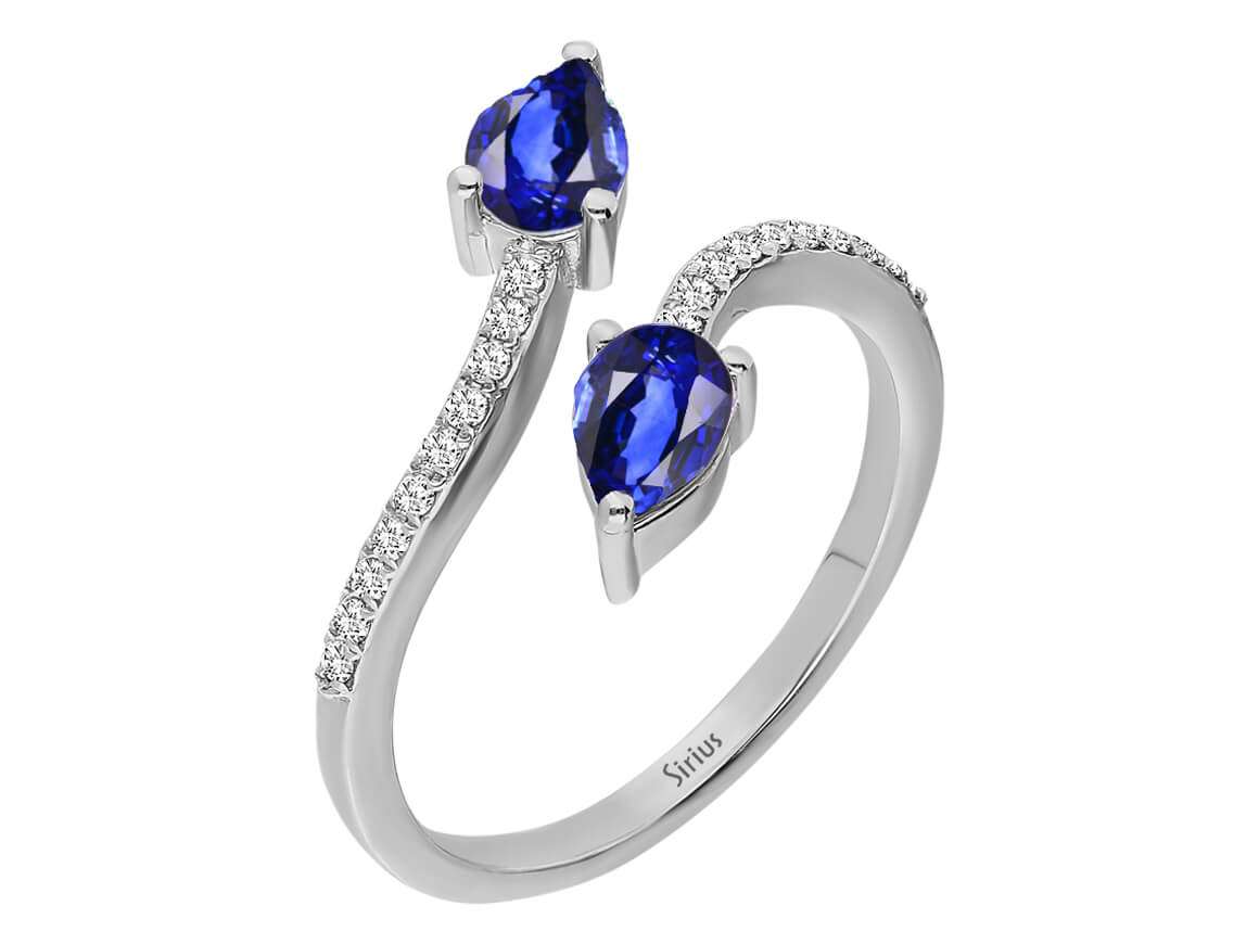 Diamant und Tropfen Schliff Saphir Ring - handgefertigter Diamantschmuck aus Feingold | Sirius Diamant