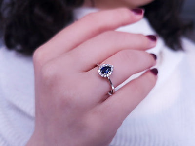 Diamond and Pear Sapphire Ring