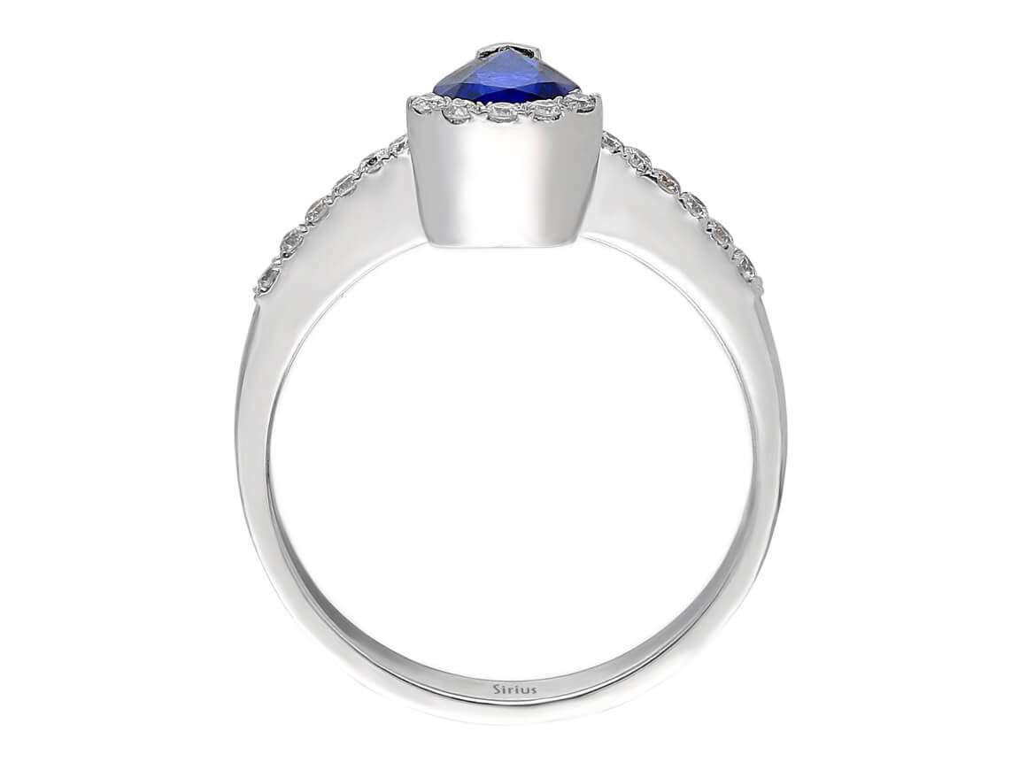 Diamant und Tropfen Saphir Schmuckset in 585er 14 Karat Weißgold - handgefertigter Diamantschmuck aus Feingold | Sirius Diamant