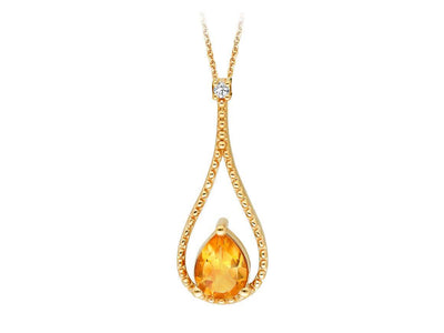 Diamond and drop citrine necklace