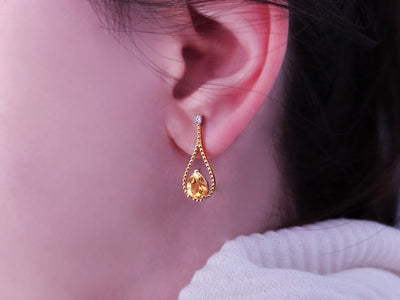 Diamond and drop citrine earrings