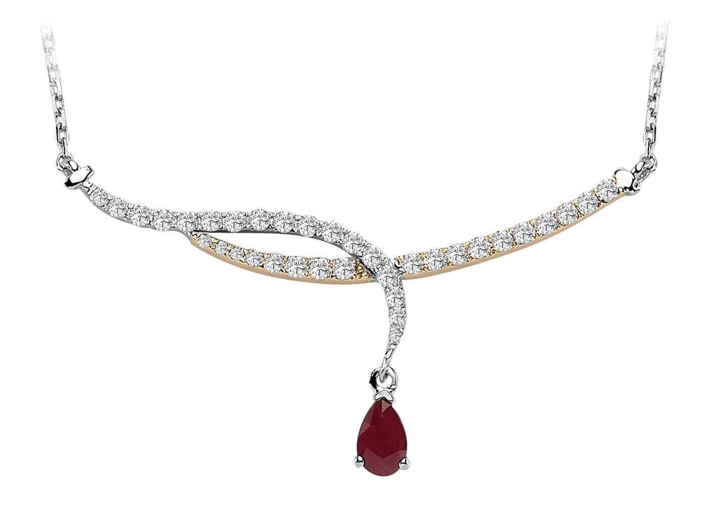 Diamond and Drop Ruby Eden Necklace