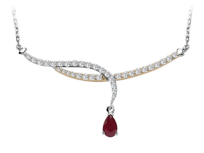 Diamond and Drop Ruby Eden Necklace