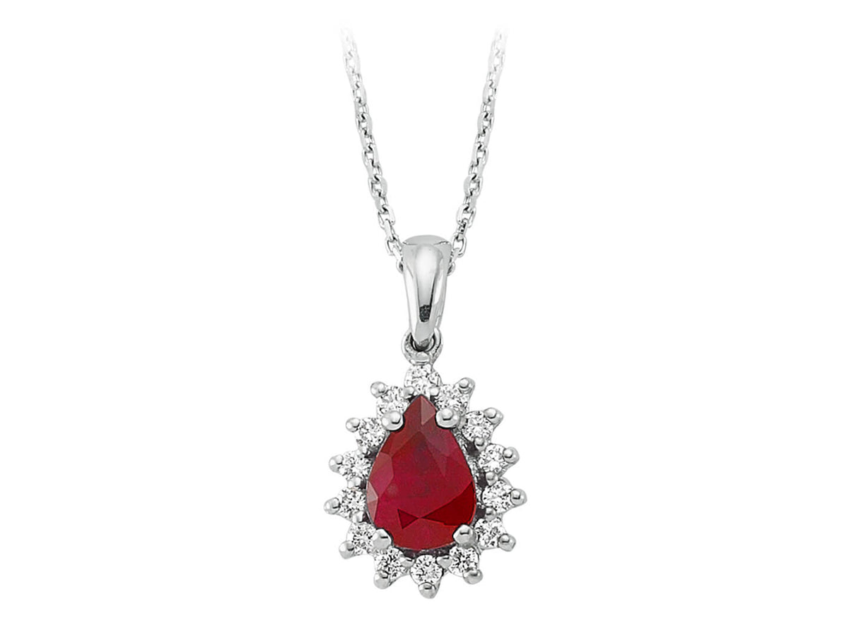 Diamant- und Tropfen-Rubin-Anturaj-Halskette - handgefertigter Diamantschmuck aus Feingold | Sirius Diamant