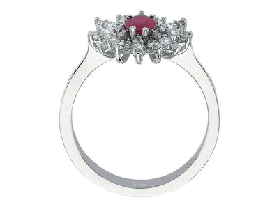 Diamond and Pear Ruby Ring