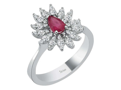 Diamond and Pear Ruby Ring