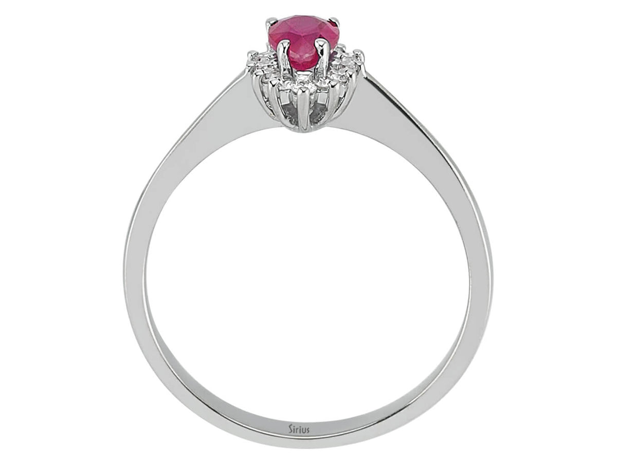 Diamant und Tropfen Rubin Ring - handgefertigter Diamantschmuck aus Feingold | Sirius Diamant