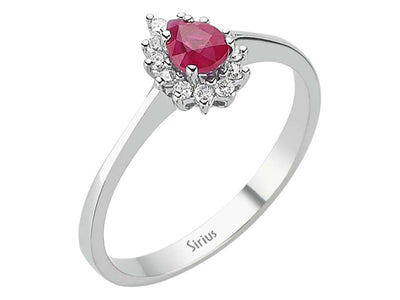 Diamond and Pear Ruby Ring