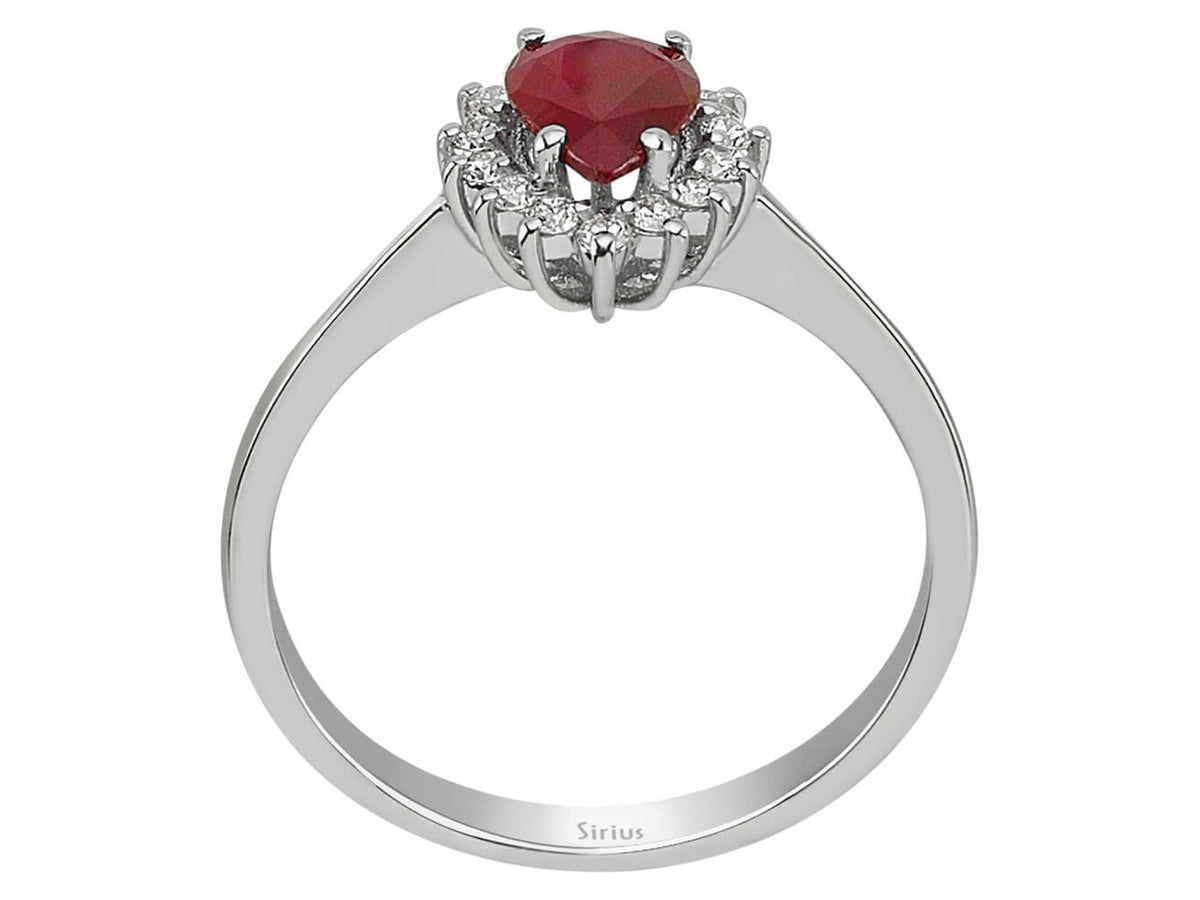 Diamant und Tropfen Rubin  Ring - handgefertigter Diamantschmuck aus Feingold | Sirius Diamant